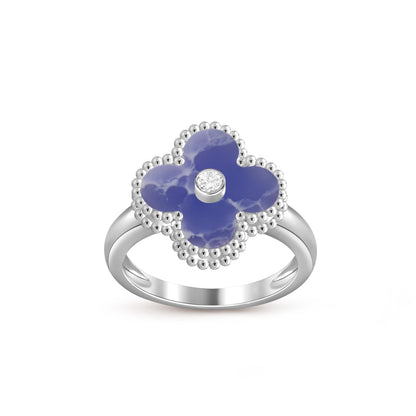 [Novalux]LUCKY CLOVER DIAMOND-ACCENT WHITE GOLD RING COLLECTION