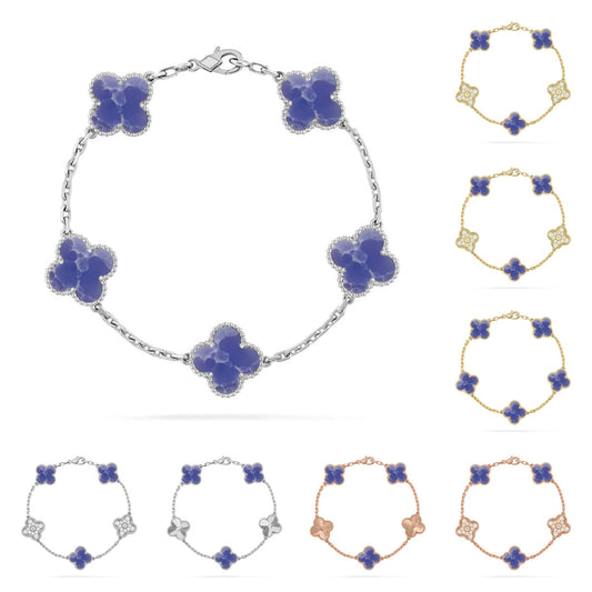 [Novalux]LUCKY CLOVER 5-MOTIF BRACELET - BLUE LARIMAR COLLECTION