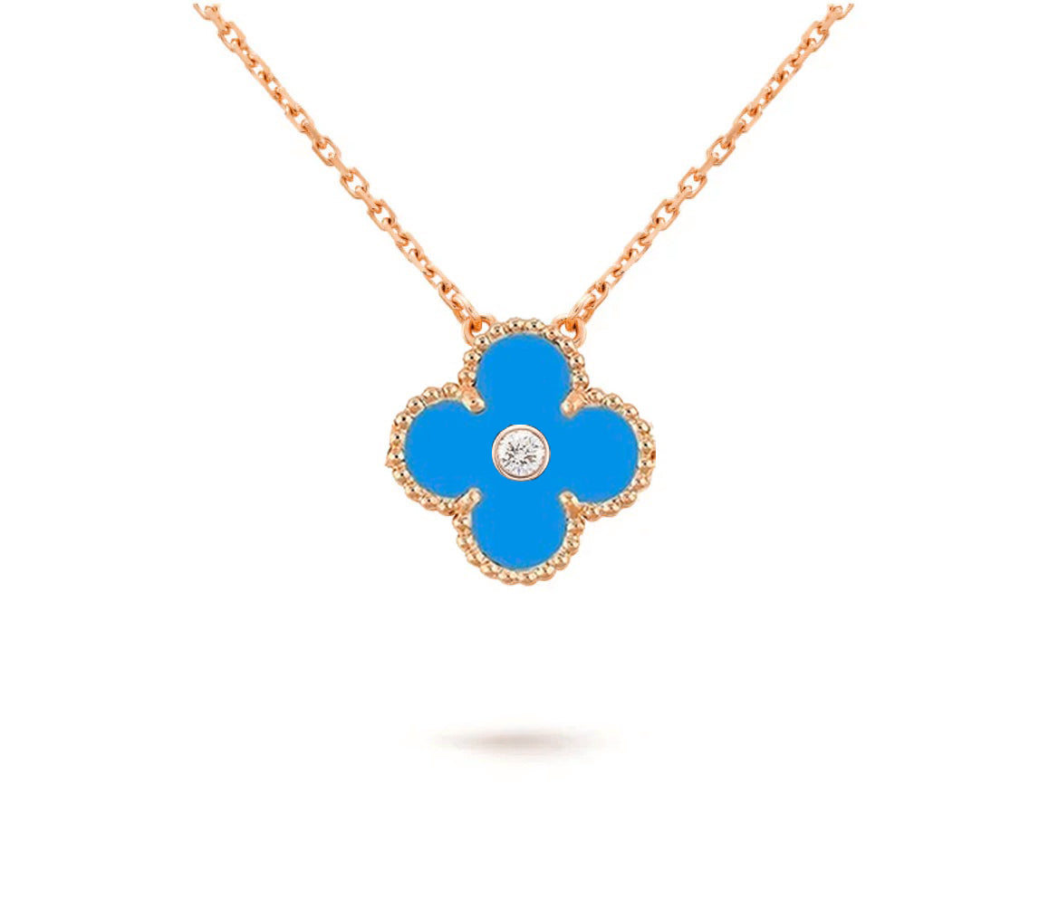 [Novalux]15MM CLOVER FLOWER DIAMOND PENDANT NECKLACE COLLECTION