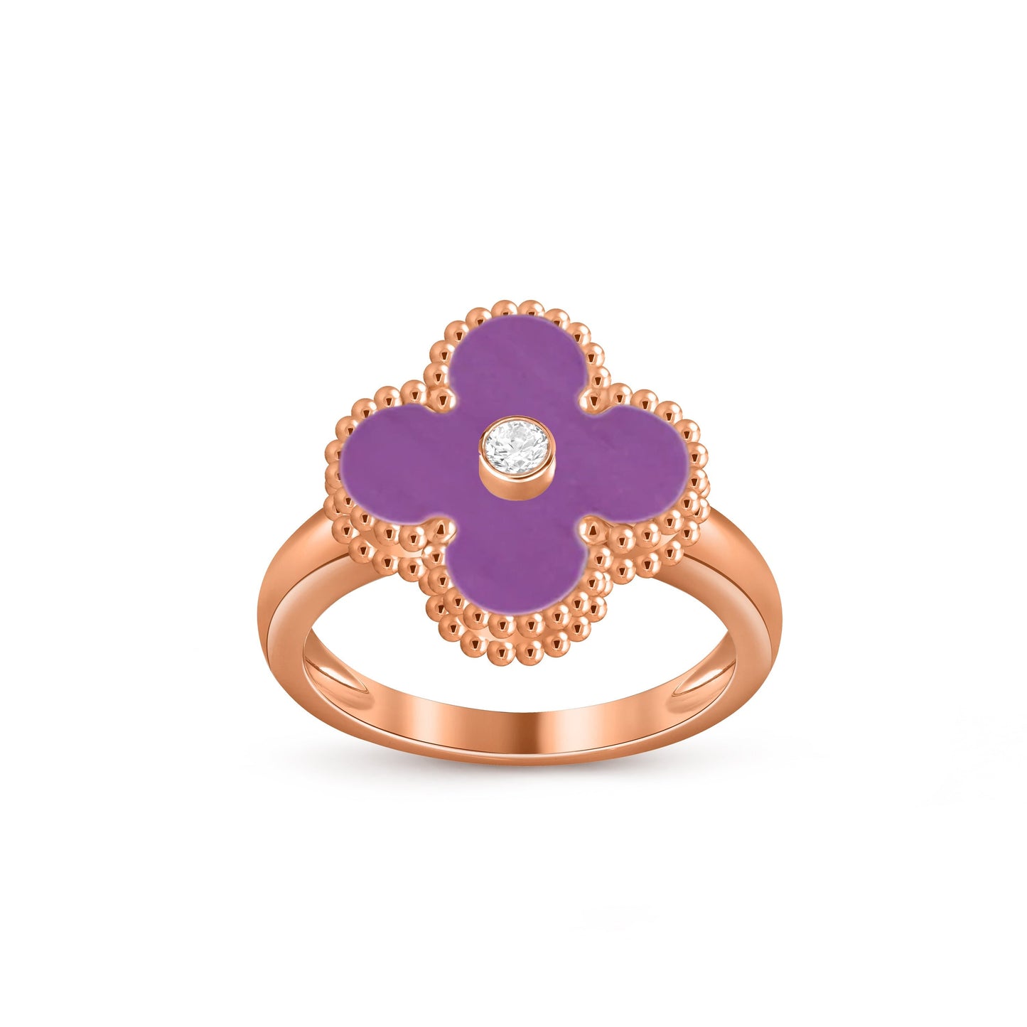 [Novalux]LUCKY CLOVER DIAMOND-ACCENT ROSE GOLD RING COLLECTION