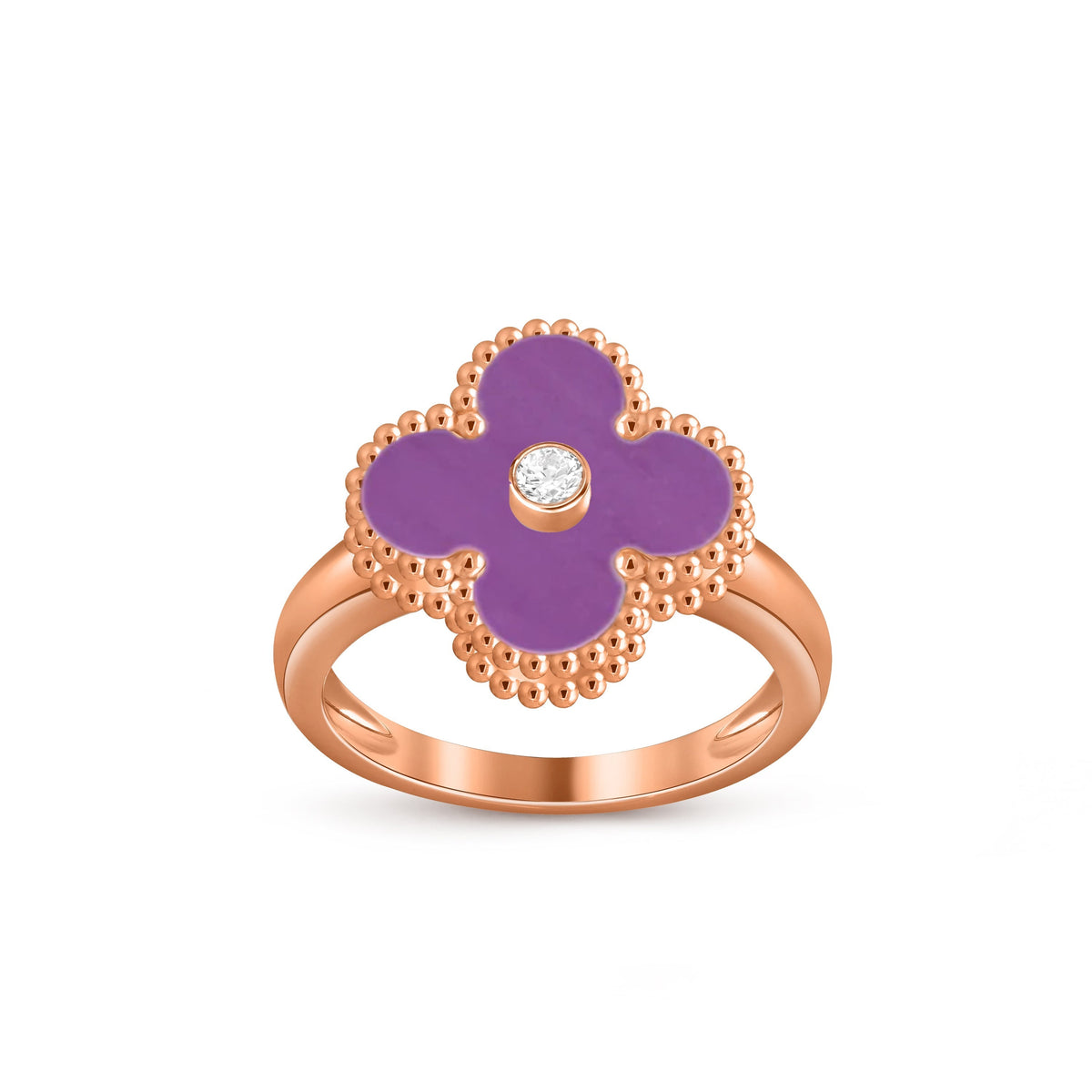 [Novalux]LUCKY CLOVER DIAMOND-ACCENT ROSE GOLD RING COLLECTION