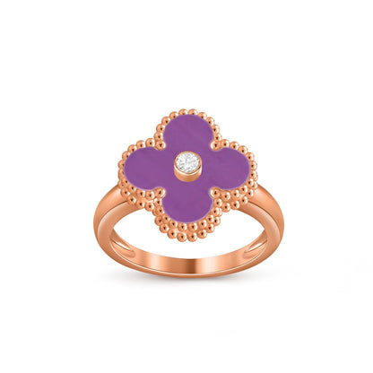 [Novalux]LUCKY CLOVER DIAMOND-ACCENT ROSE GOLD RING COLLECTION