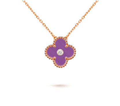 [Novalux]15MM CLOVER FLOWER DIAMOND PENDANT NECKLACE COLLECTION