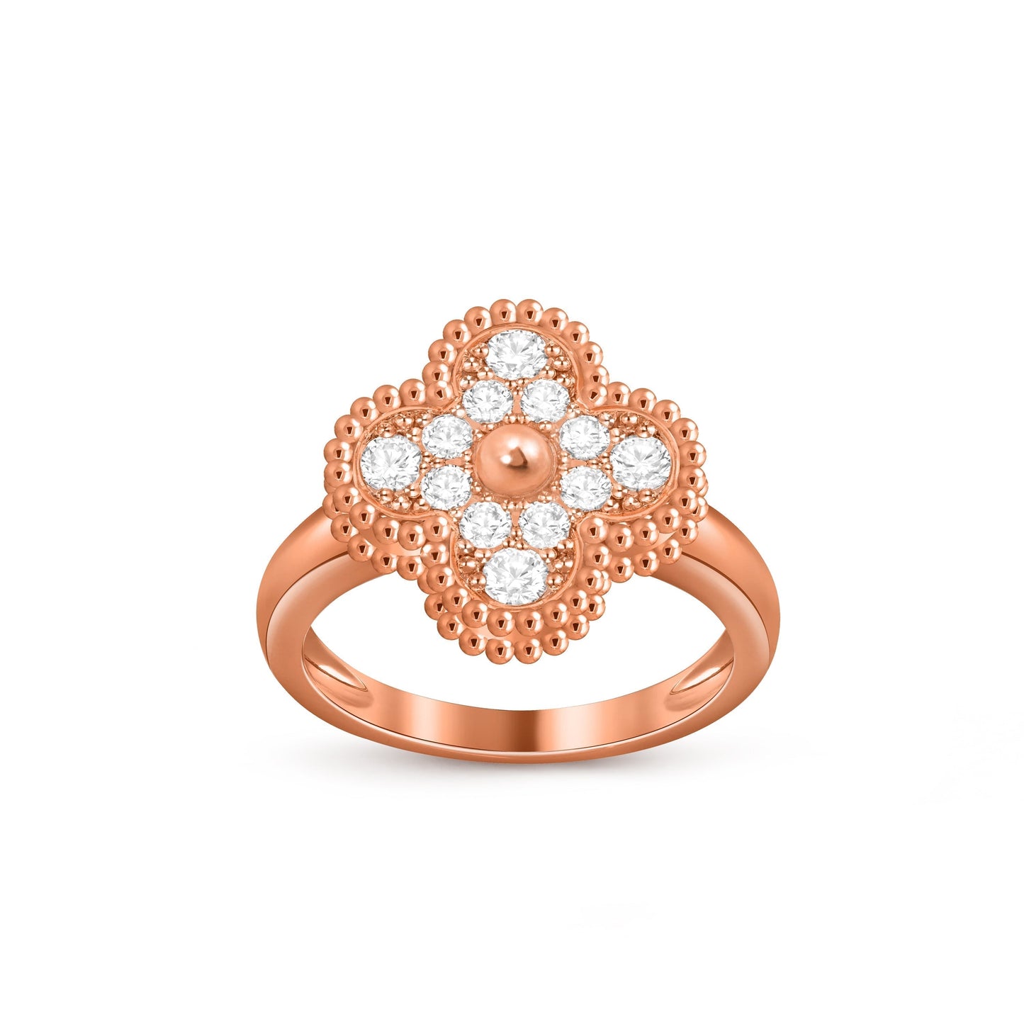 [Novalux]LUCKY CLOVER VINTAGE ROSE GOLD RING COLLECTION