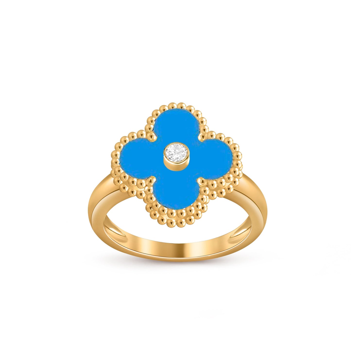 [Novalux]LUCKY CLOVER DIAMOND-ACCENT GOLD RING COLLECTION