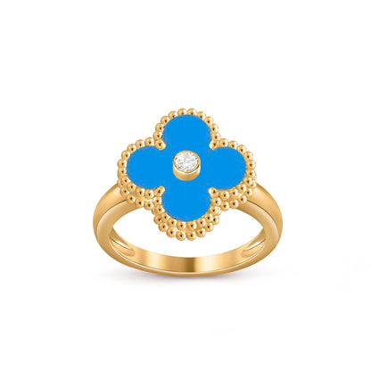 [Novalux]LUCKY CLOVER DIAMOND-ACCENT GOLD RING COLLECTION