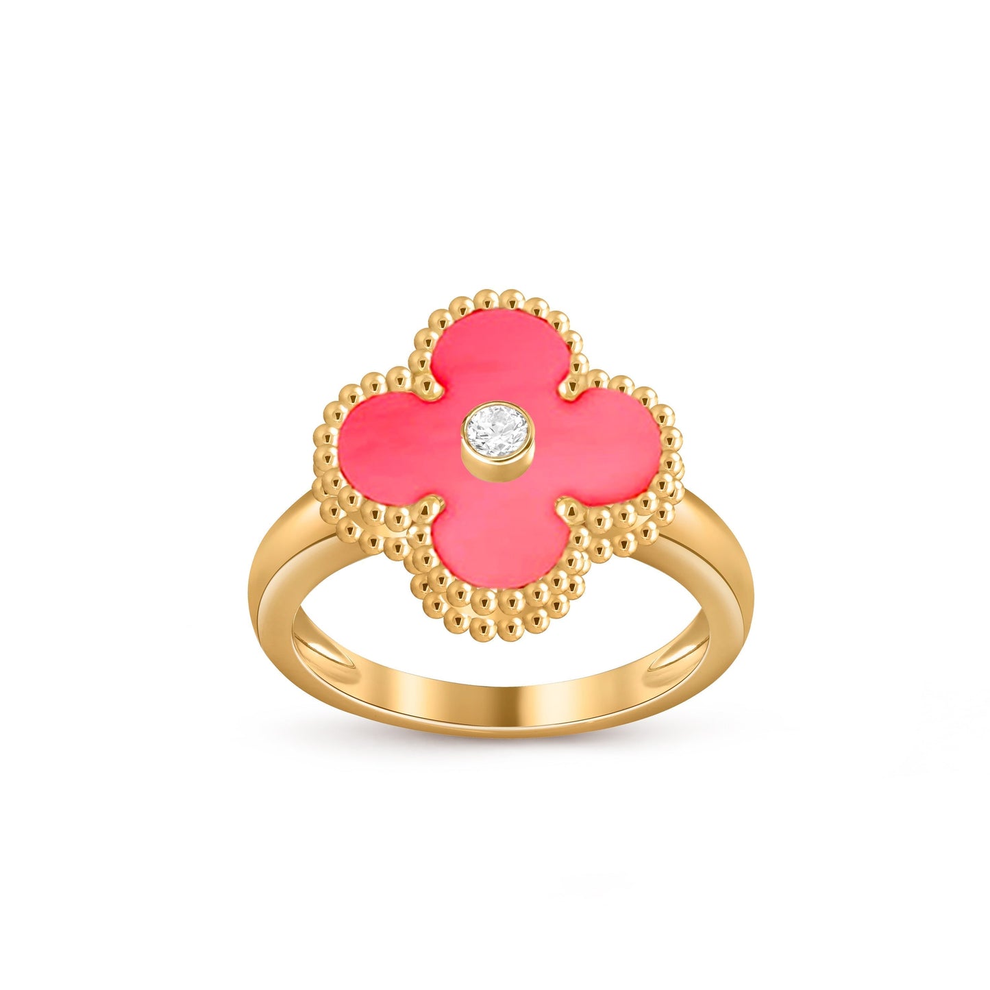 [Novalux]LUCKY CLOVER DIAMOND-ACCENT GOLD RING COLLECTION