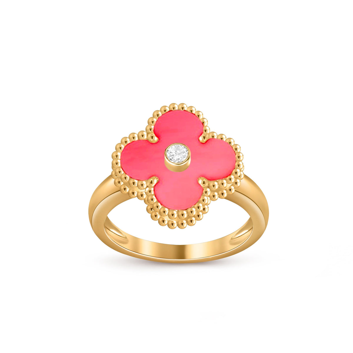 [Novalux]LUCKY CLOVER DIAMOND-ACCENT GOLD RING COLLECTION
