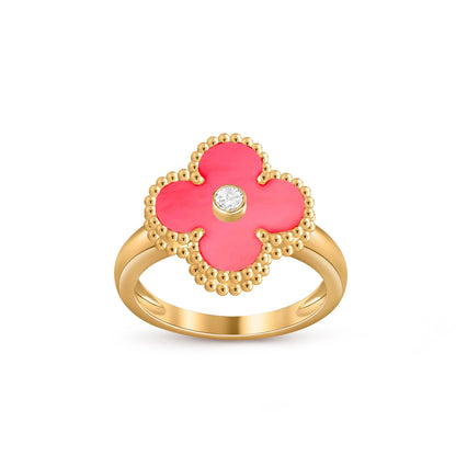 [Novalux]LUCKY CLOVER DIAMOND-ACCENT GOLD RING COLLECTION