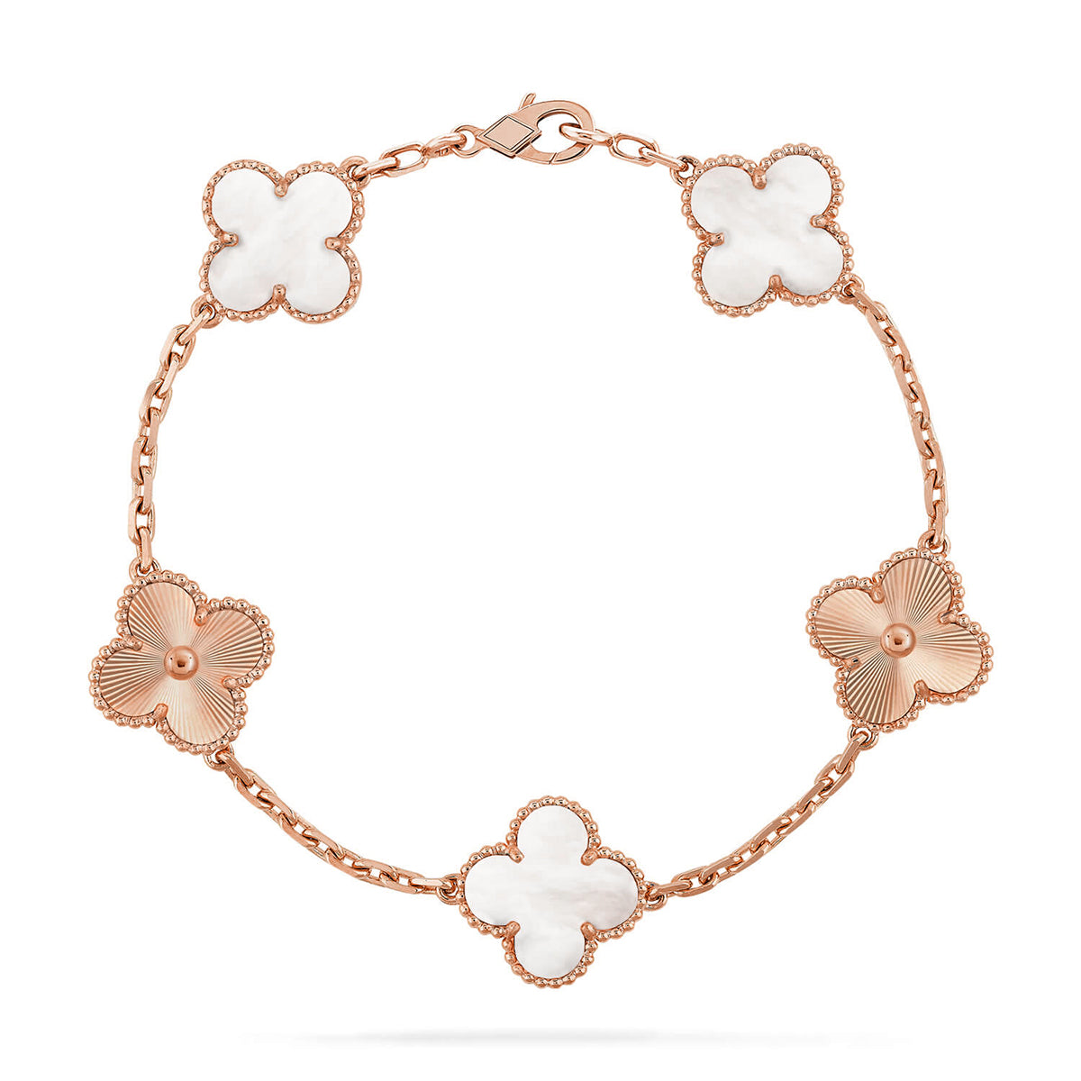 [Novalux]LUCKY CLOVER 5-MOTIF BRACELET - WHITE MOTHER-OF-PEARL COLLECTION