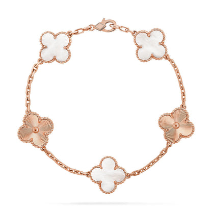 [Novalux]LUCKY CLOVER 5-MOTIF BRACELET - WHITE MOTHER-OF-PEARL COLLECTION