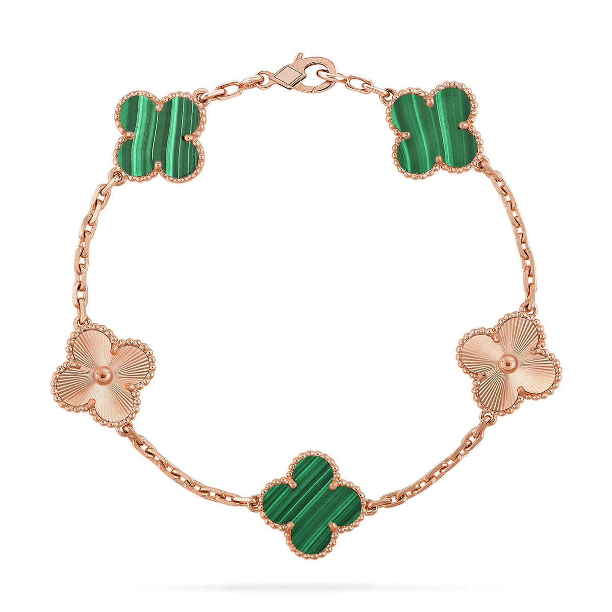 [Novalux]LUCKY CLOVER 5-MOTIF BRACELET - MALACHITE COLLECTION