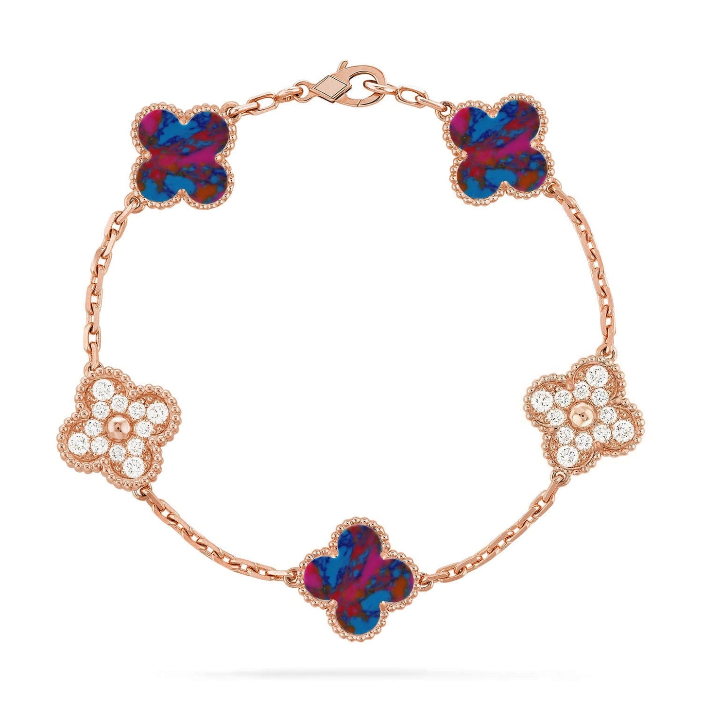 [Novalux]LUCKY CLOVER 5-MOTIF BRACELET - MULTI-GEM COLLECTION