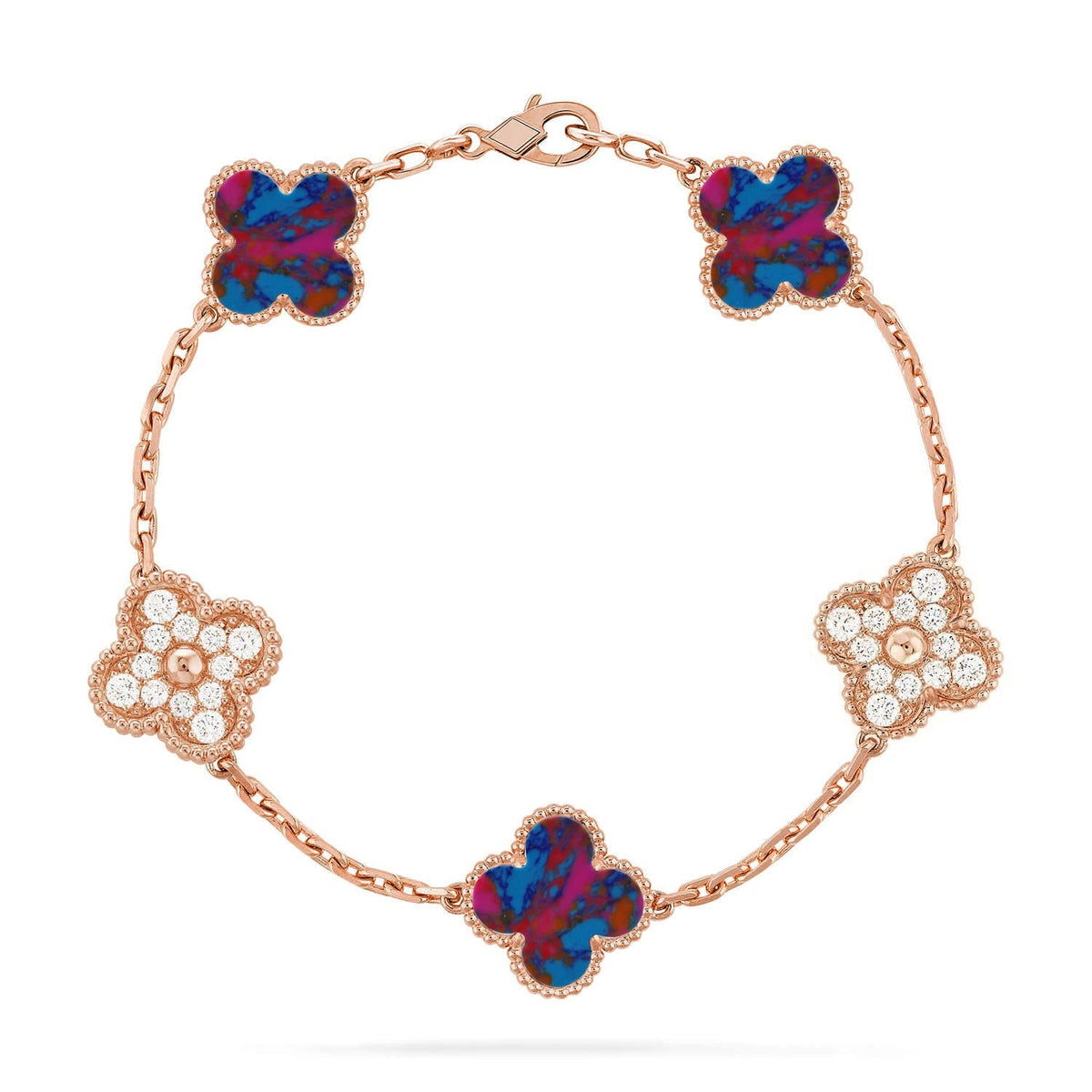 [Novalux]LUCKY CLOVER 5-MOTIF BRACELET - MULTI-GEM COLLECTION