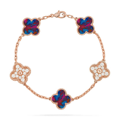 [Novalux]LUCKY CLOVER 5-MOTIF BRACELET - MULTI-GEM COLLECTION