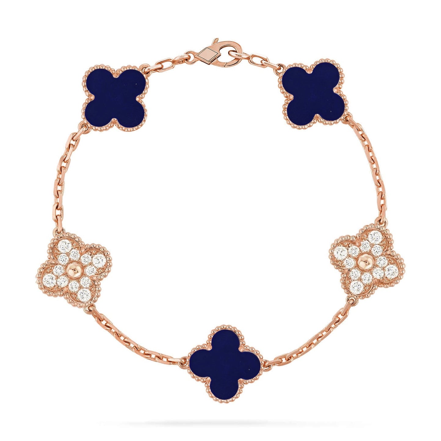 [Novalux]LUCKY CLOVER 5-MOTIF BRACELET - LAPIS LAZULI COLLECTION