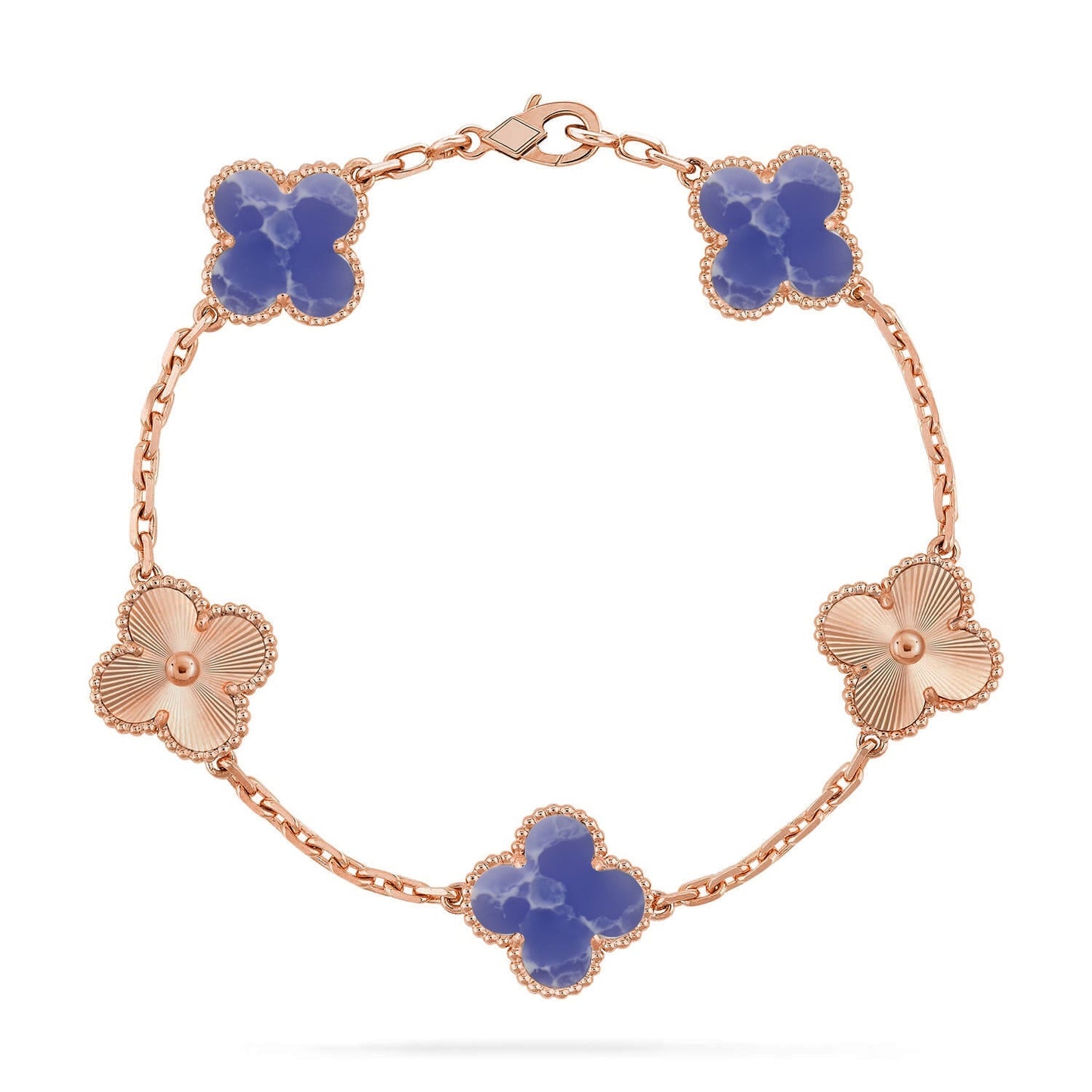[Novalux]LUCKY CLOVER 5-MOTIF BRACELET - BLUE LARIMAR COLLECTION