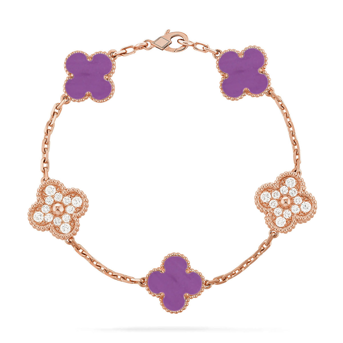 [Novalux]LUCKY CLOVER 5-MOTIF BRACELET - VIOLET COLLECTION