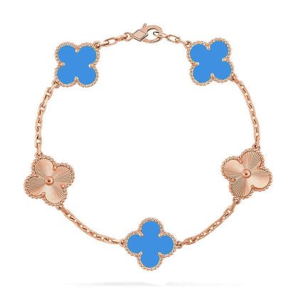 [Novalux]LUCKY CLOVER 5-MOTIF BRACELET - BLUE AGATE COLLECTION