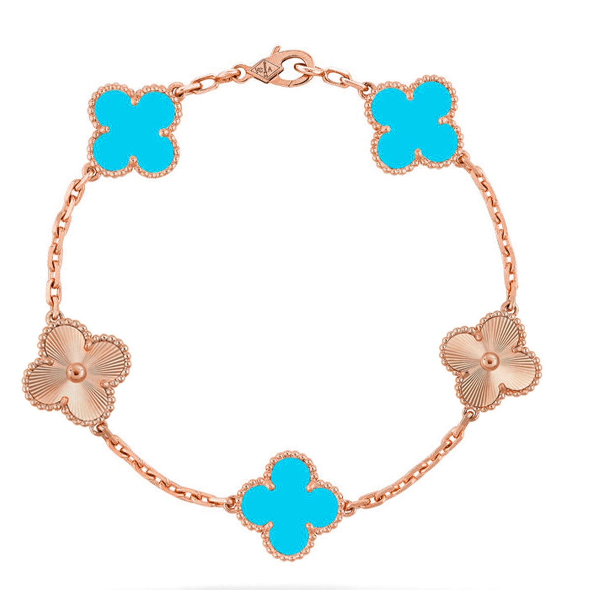 [Novalux]LUCKY CLOVER 5-MOTIF BRACELET - TURQUOISE COLLECTION