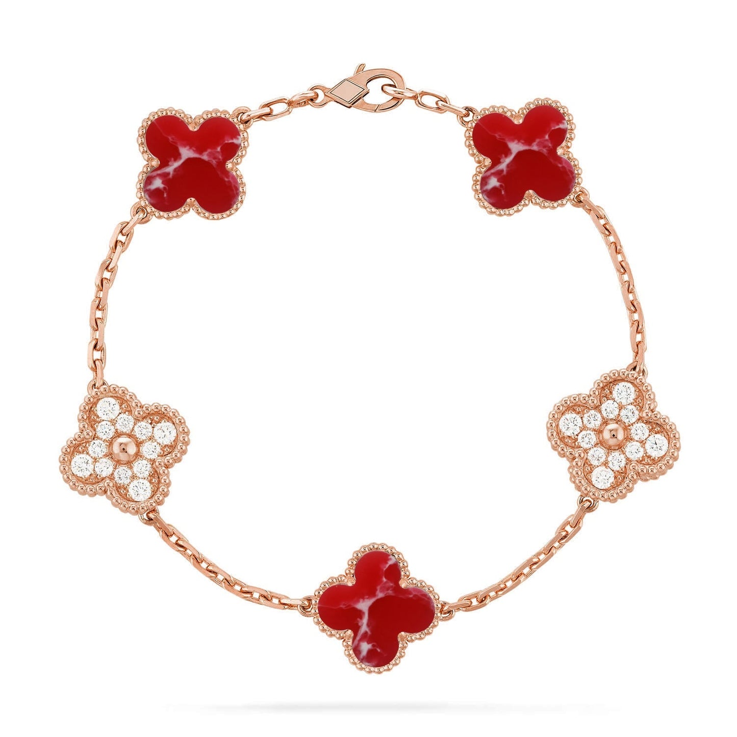 [Novalux]LUCKY CLOVER 5-MOTIF BRACELET - RED LARIMAR COLLECTION