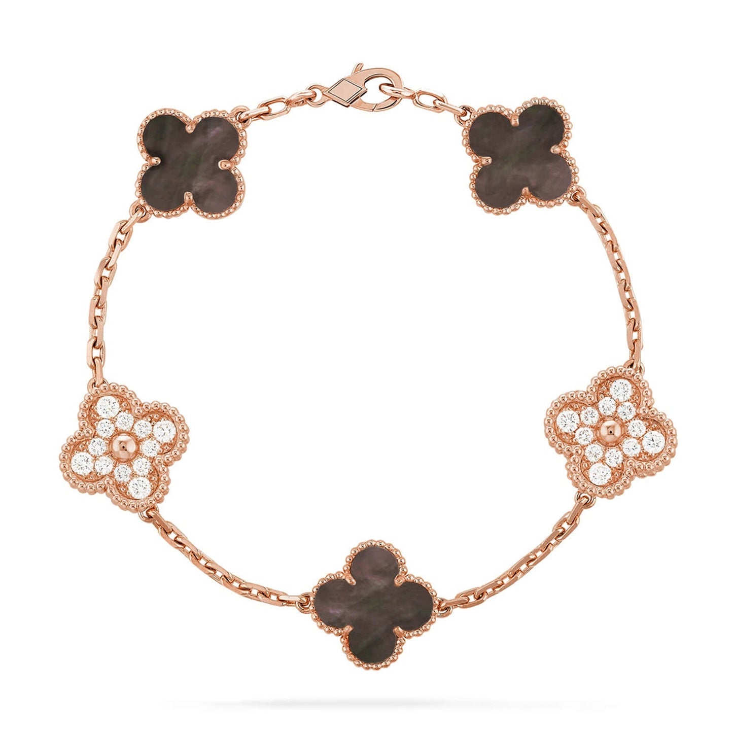 [Novalux]LUCKY CLOVER 5-MOTIF BRACELET - GREY MOTHER-OF-PEARL COLLECTION