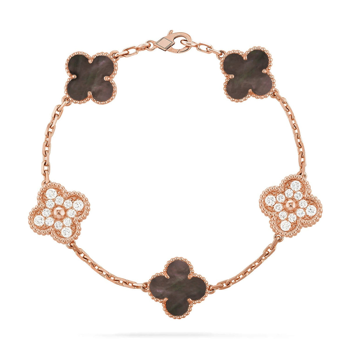 [Novalux]LUCKY CLOVER 5-MOTIF BRACELET - GREY MOTHER-OF-PEARL COLLECTION