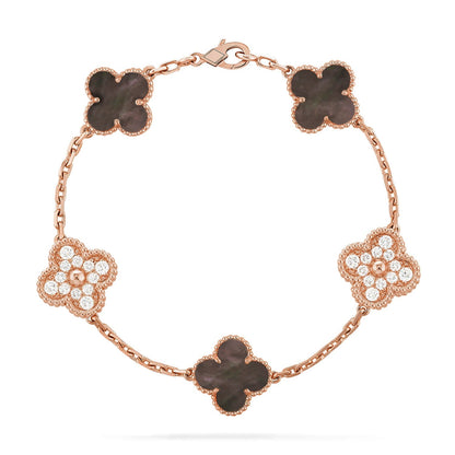 [Novalux]LUCKY CLOVER 5-MOTIF BRACELET - GREY MOTHER-OF-PEARL COLLECTION
