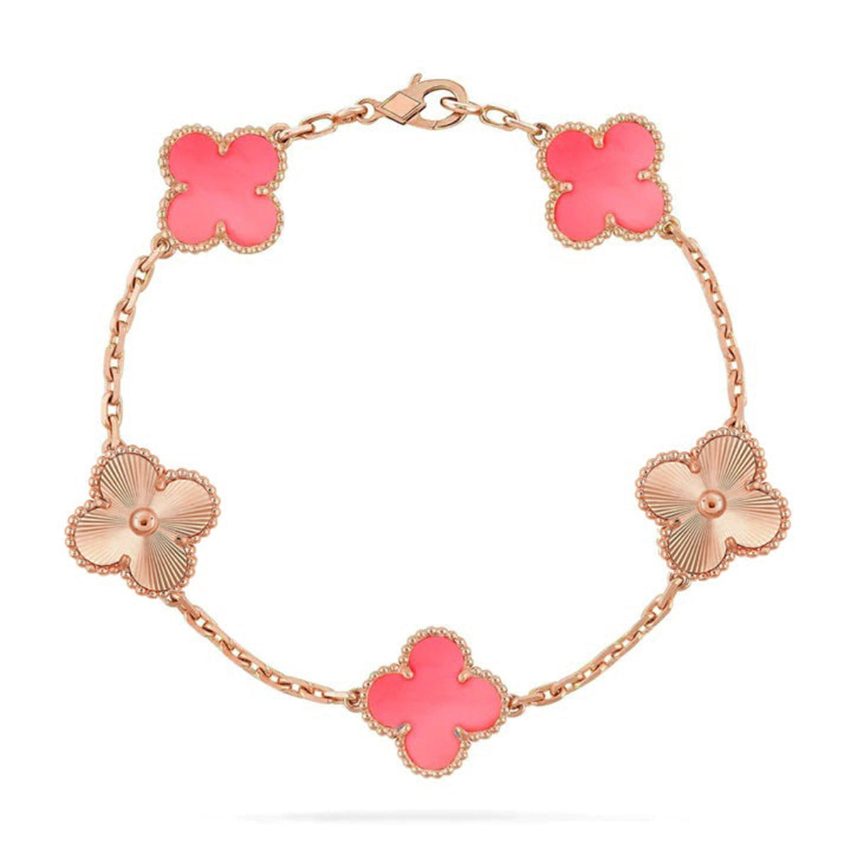 [Novalux]LUCKY CLOVER 5-MOTIF BRACELET - PINK MOTHER-OF-PEARL COLLECTION
