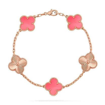 [Novalux]LUCKY CLOVER 5-MOTIF BRACELET - PINK MOTHER-OF-PEARL COLLECTION