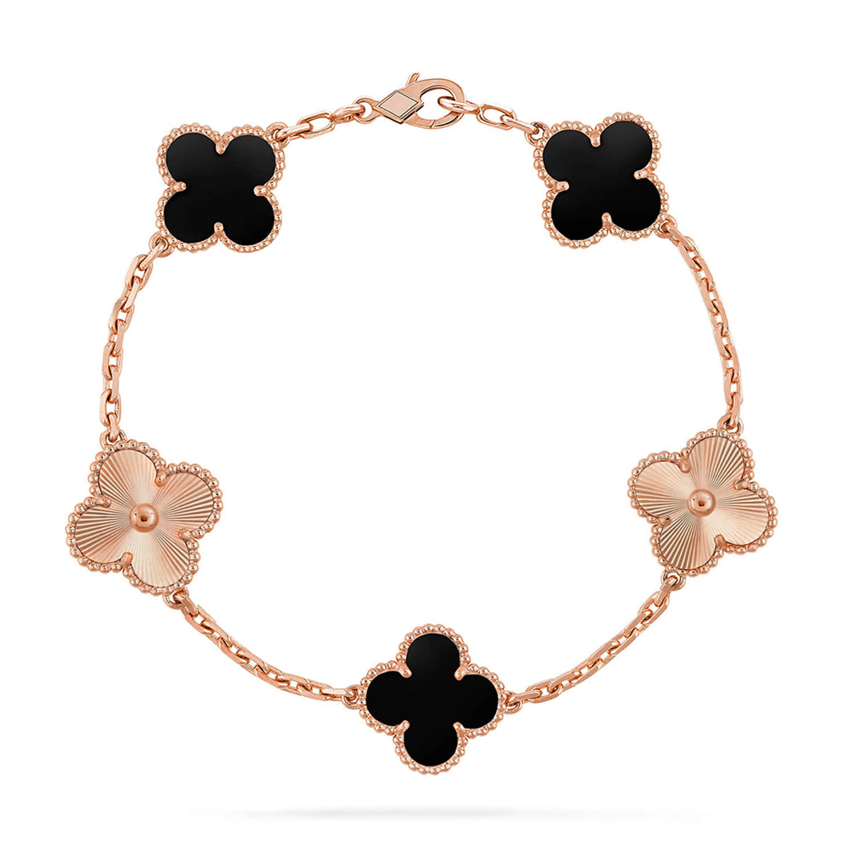 [Novalux]LUCKY CLOVER 5-MOTIF BRACELET - BLACK OXNY COLLECTION