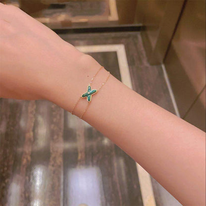 [Novalux]JEUX BRACELET MALACHITE ROSE GOLD 1 DIAMOND