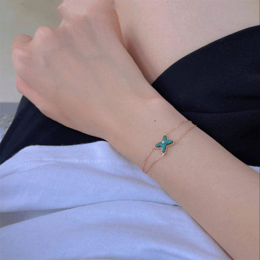 [Novalux]JEUX BRACELET MALACHITE ROSE GOLD 1 DIAMOND