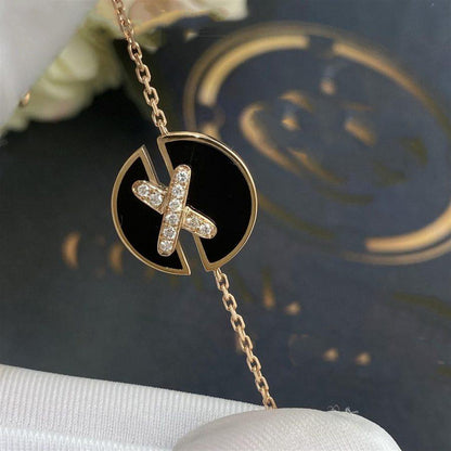 [Novalux]JEUX DE BRACELET ONYX ROSE GOLD DIAMOND