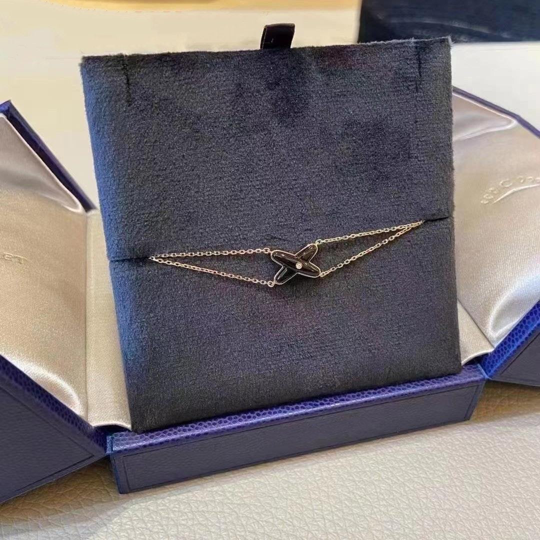 [Novalux]JEUX BRACELET ONYX ROSE GOLD 1 DIAMOND