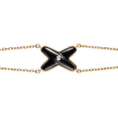 [Novalux]JEUX BRACELET ONYX ROSE GOLD 1 DIAMOND
