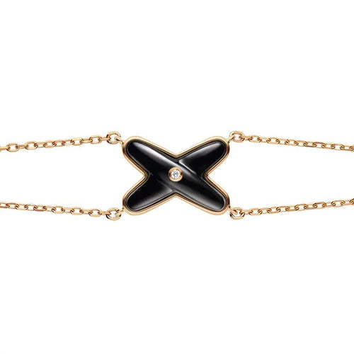 [Novalux]JEUX BRACELET ONYX ROSE GOLD 1 DIAMOND