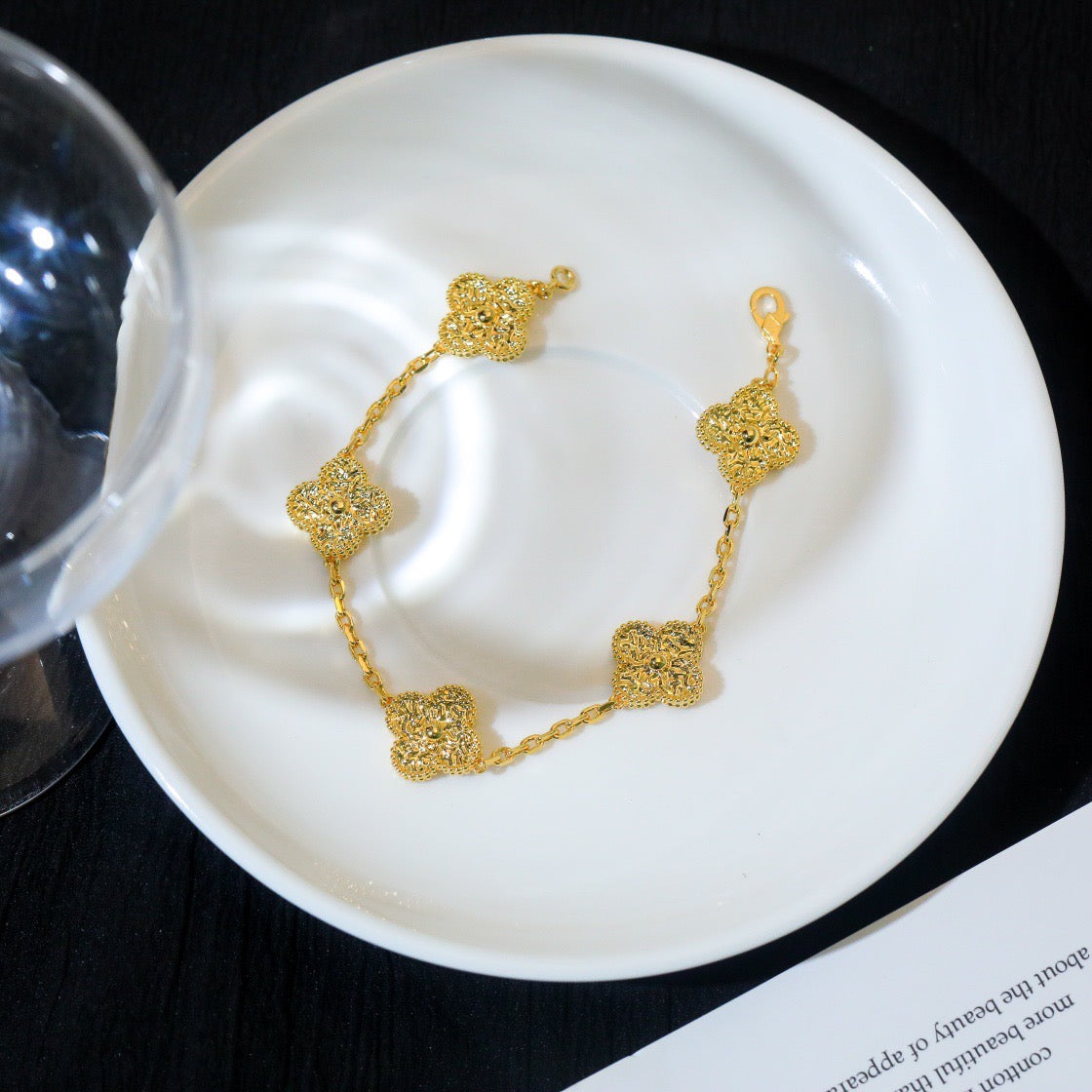 [Novalux]LUCKY CLOVER 5-MOTIF BRACELET - BRONZING