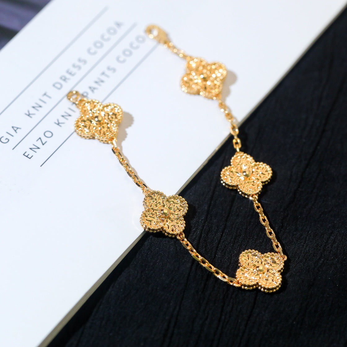 [Novalux]LUCKY CLOVER 5-MOTIF BRACELET - BRONZING