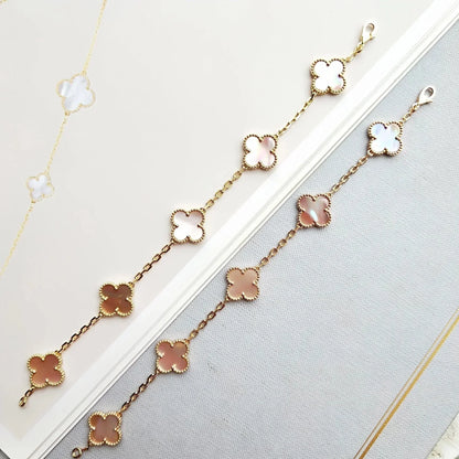 [Novalux]LUCKY CLOVER 5-MOTIF BRACELET - PINK MOTHER-OF-PEARL COLLECTION