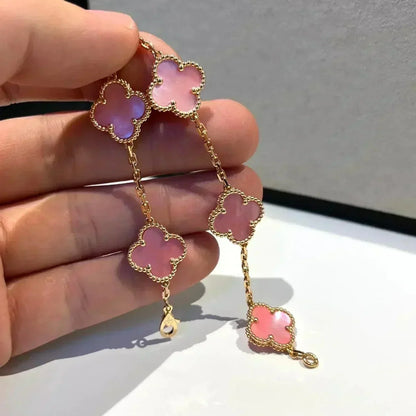 [Novalux]LUCKY CLOVER 5-MOTIF BRACELET - PINK MOTHER-OF-PEARL COLLECTION