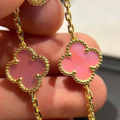 [Novalux]LUCKY CLOVER 5-MOTIF BRACELET - PINK MOTHER-OF-PEARL COLLECTION