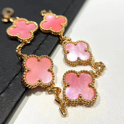 [Novalux]LUCKY CLOVER 5-MOTIF BRACELET - PINK MOTHER-OF-PEARL COLLECTION
