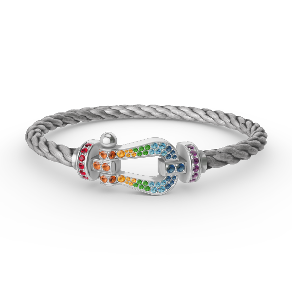 [Novalux]FORCE LARGE HORSESHOE COLORED DIAMOND BRACELET - WHITE GOLD