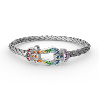 [Novalux]FORCE LARGE HORSESHOE COLORED DIAMOND BRACELET - WHITE GOLD