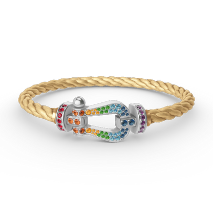[Novalux]FORCE LARGE HORSESHOE COLORED DIAMOND BRACELET - WHITE GOLD