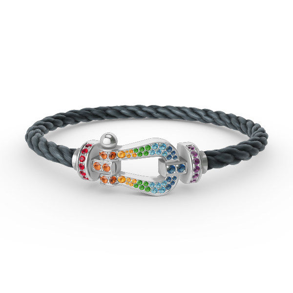 [Novalux]FORCE LARGE HORSESHOE COLORED DIAMOND BRACELET - WHITE GOLD
