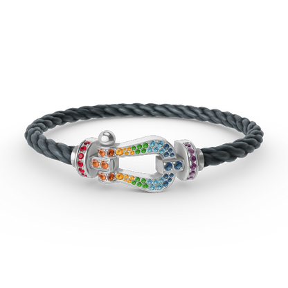 [Novalux]FORCE LARGE HORSESHOE COLORED DIAMOND BRACELET - WHITE GOLD