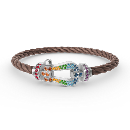 [Novalux]FORCE LARGE HORSESHOE COLORED DIAMOND BRACELET - WHITE GOLD