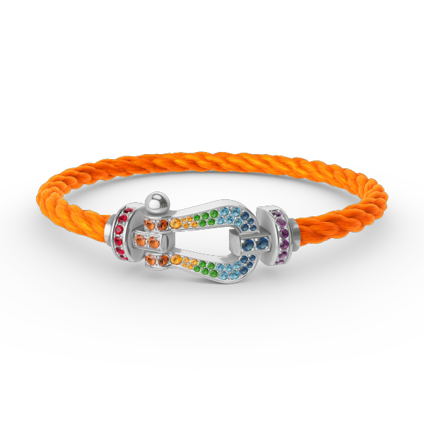 [Novalux]FORCE LARGE HORSESHOE COLORED DIAMOND BRACELET - WHITE GOLD